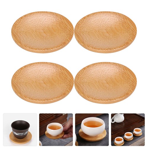 4pcs round bamboo coasters - round,