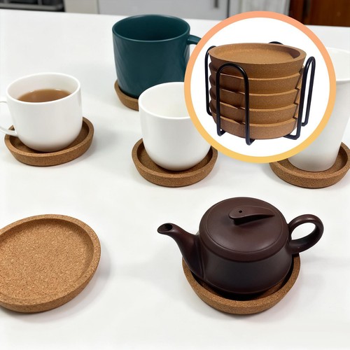 5pcs round cork coasters with - round,