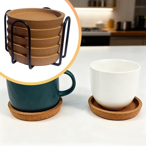 Round cork coasters with - round,